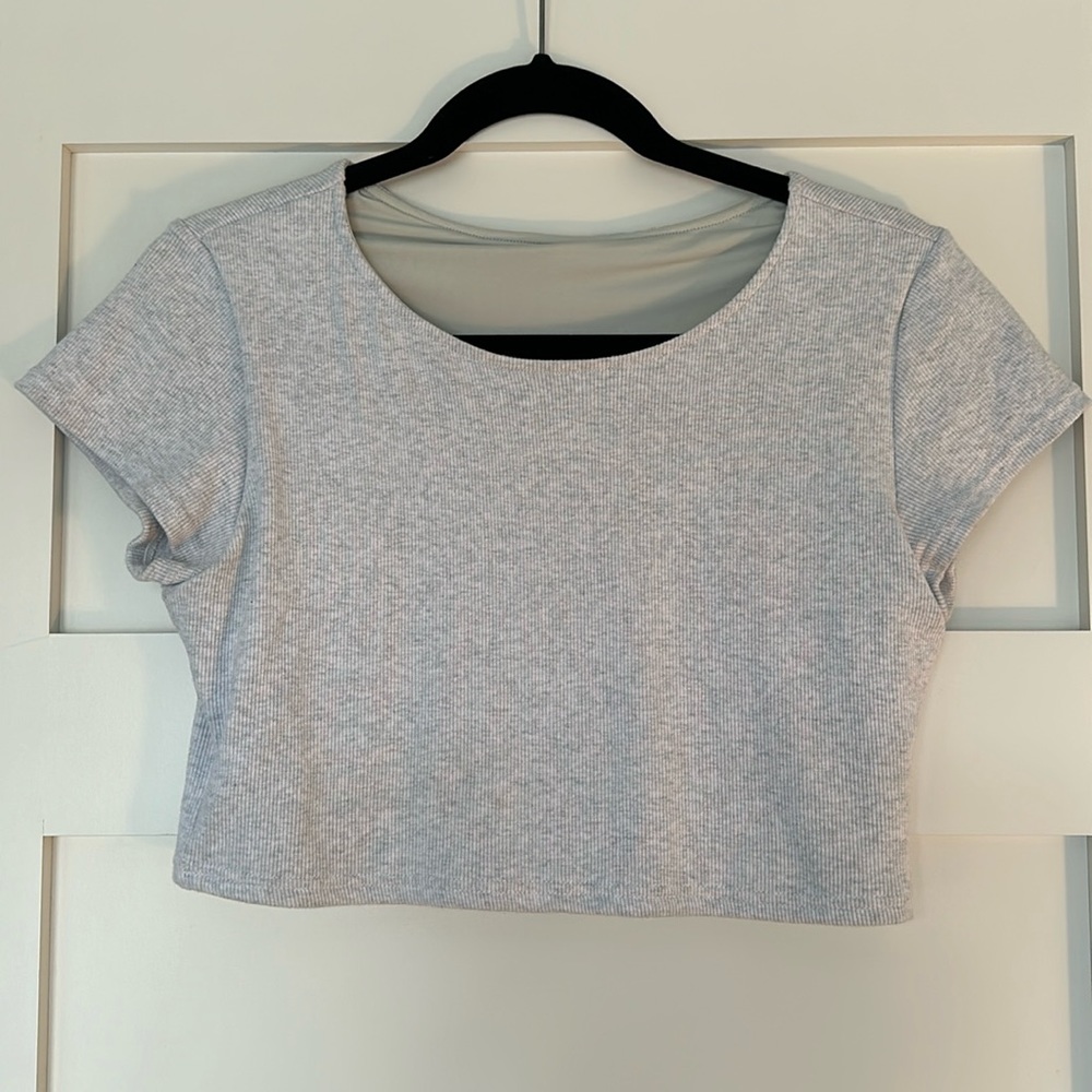 ultra crop grey tshirt / brain